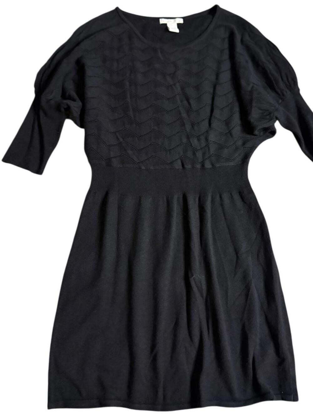 Design History Black Knit Chevron Bodice Dress Size L